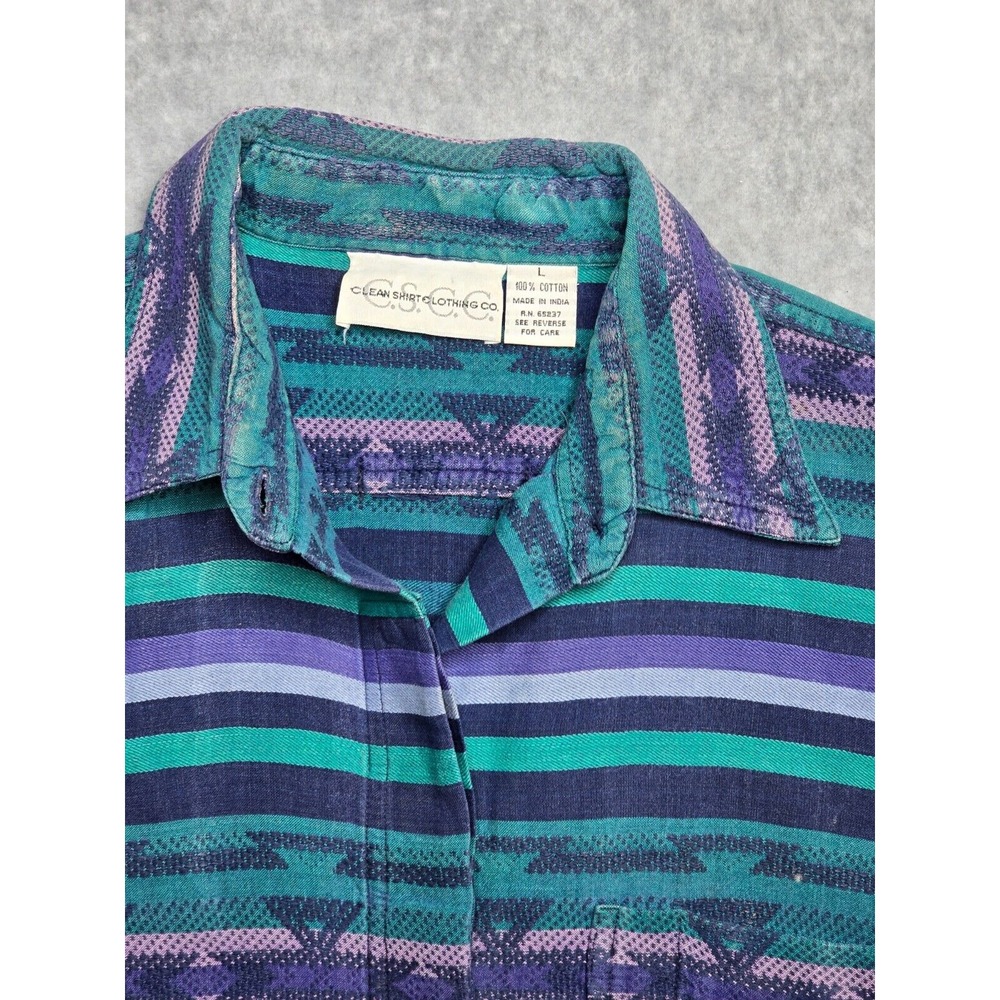Vintage Western Mens Shirt Large Clean‎ Shirt Clothing Rodeo Southwest Aztec - Picture 2 of 7